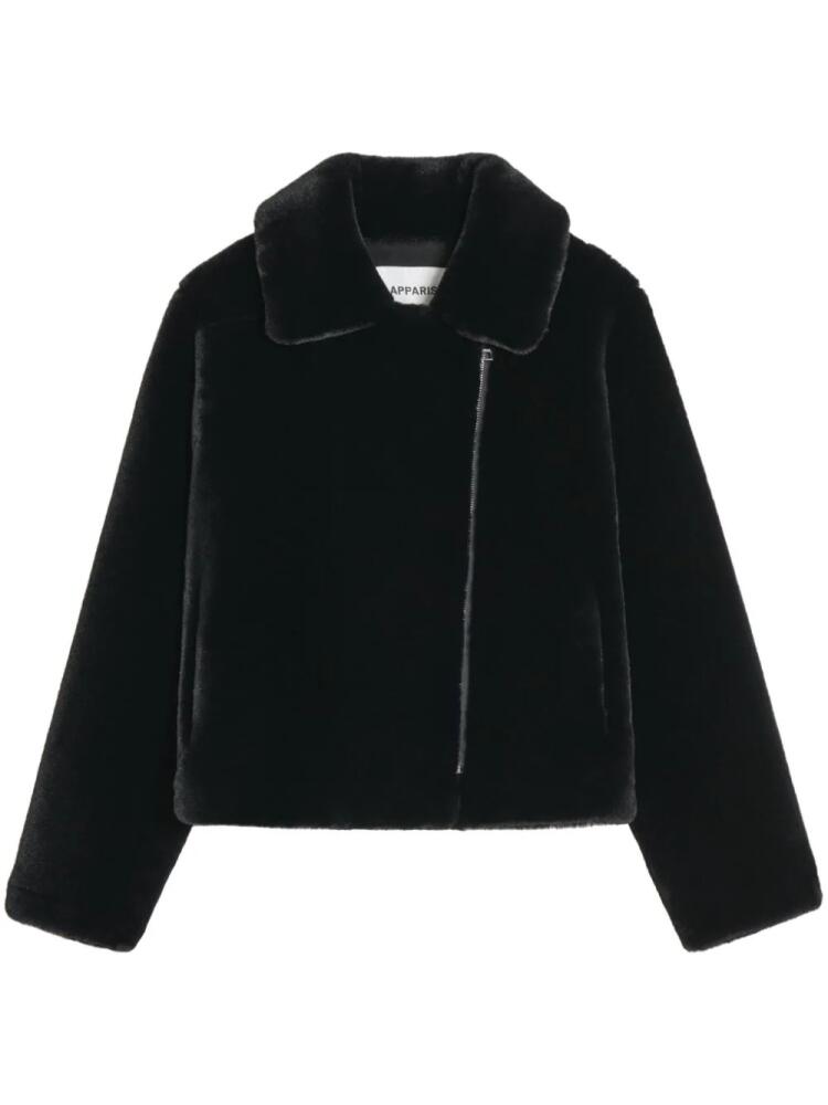 Apparis notch-lapel zippered faux fur jacket - Black Cover