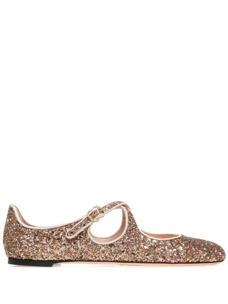 Bally glitter-embellished ballerina shoes - Gold Cover