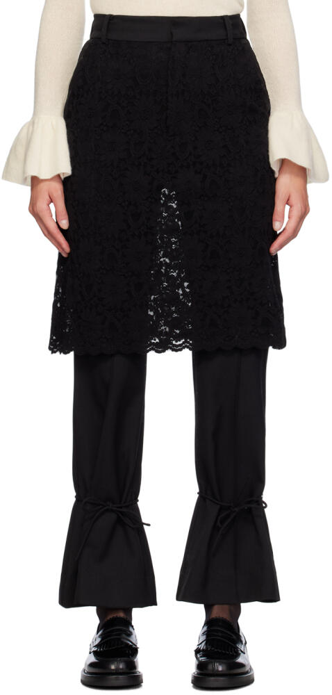 Rokh Black Tailored Lace Skirt Trousers Cover