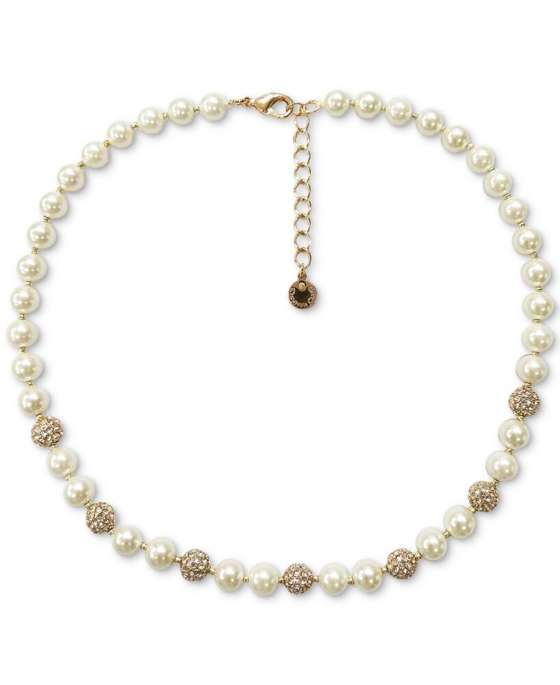 Charter Club Gold-Tone Pave Fireball & Imitation Pearl Collar Necklace, 17" + 2" extender, Created for Macy's - White Cover