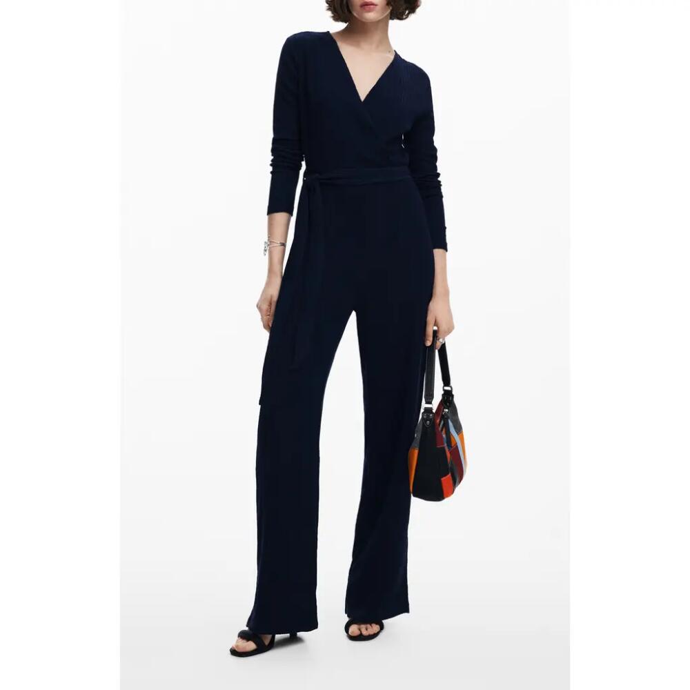 Desigual Leeds Textured Long Sleeve Jumpsuit in Blue Cover