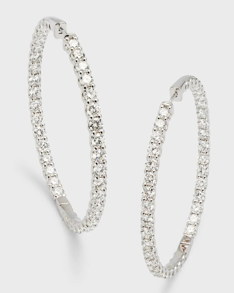 Neiman Marcus Lab Grown Diamonds Lab Grown Diamond 18K White Gold Round Hoop Earrings, 2"L, 9.75tcw Cover