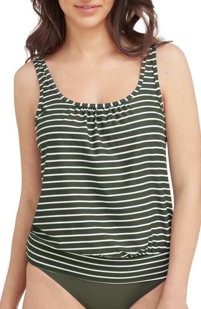 Sea Level Multifit Blouson Tankini Top in Khaki Cover