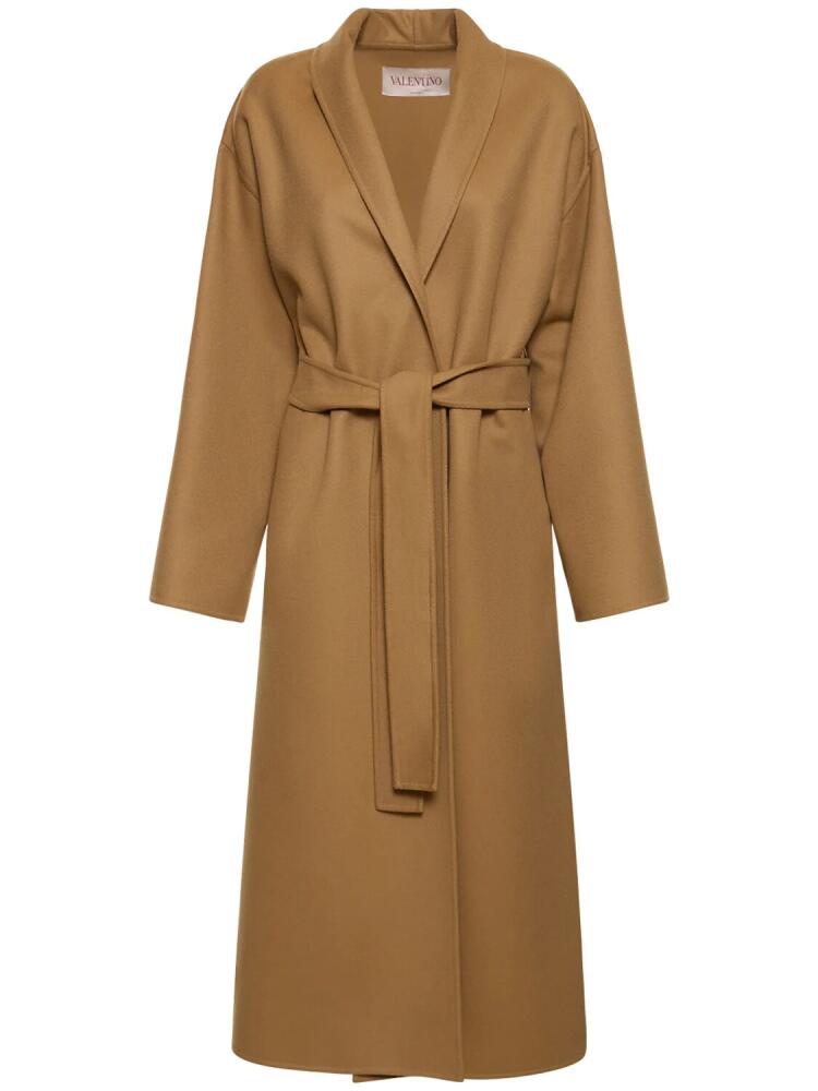 VALENTINO Wool Compact Belted Long Coat Cover