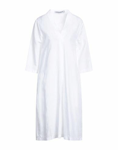 European Culture Woman Midi dress White Lyocell, Linen Cover