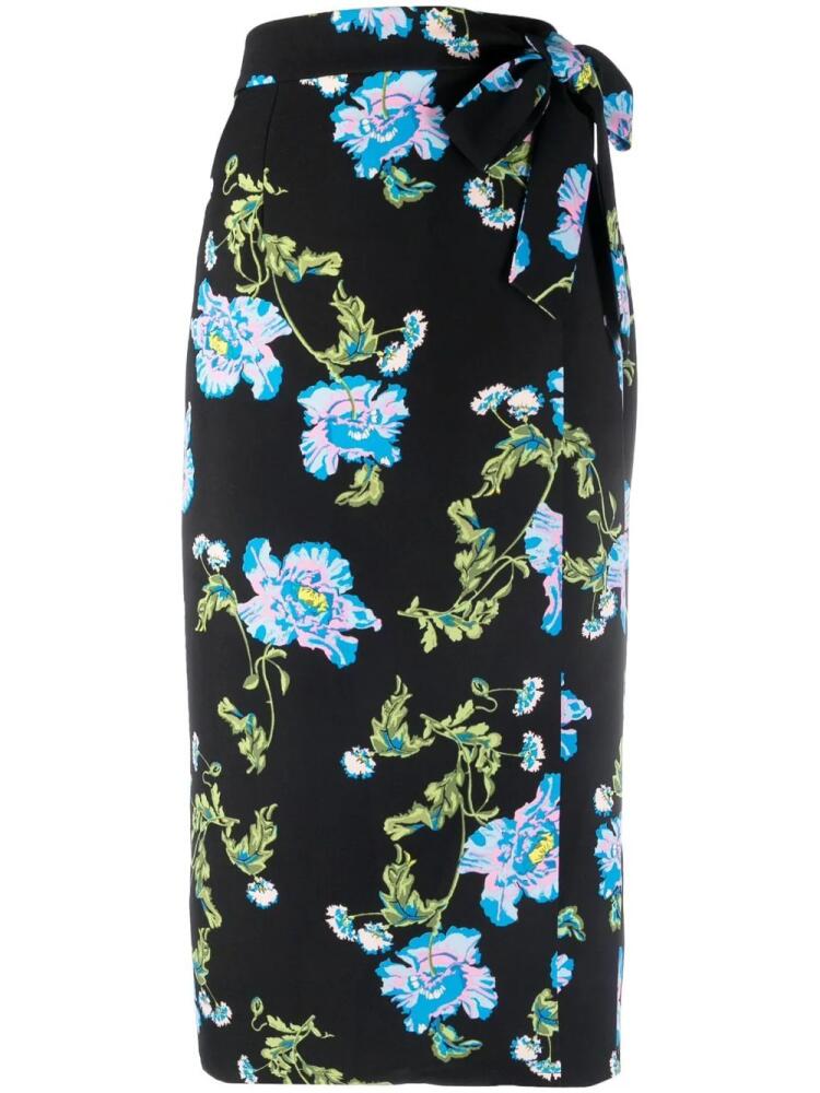 DVF Diane von Furstenberg floral-print midi skirt - Black Cover