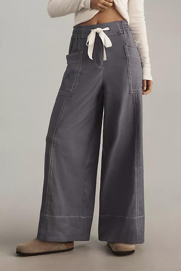 Maeve La Ponche Linen Pull-On Wide-Leg Pants Cover