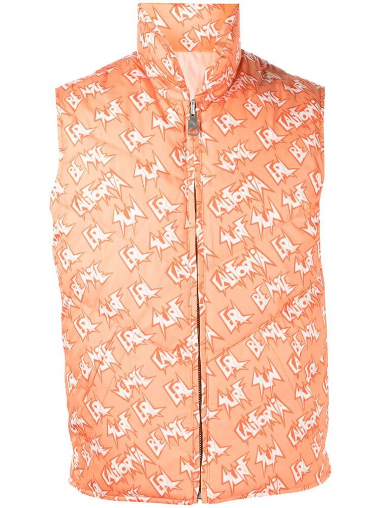 ERL reversible logo-print padded gilet - Orange Cover