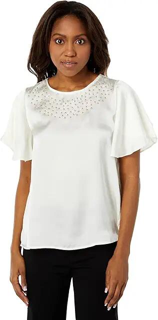 Vince Camuto Tulip Sleeve Rumple Studded Blouse (New Ivory) Women's Clothing Cover