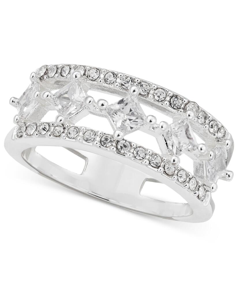 Charter Club Silver-Tone Pave & Square Cubic Zirconia Triple-Row Ring, Created for Macy's - Silver Cover