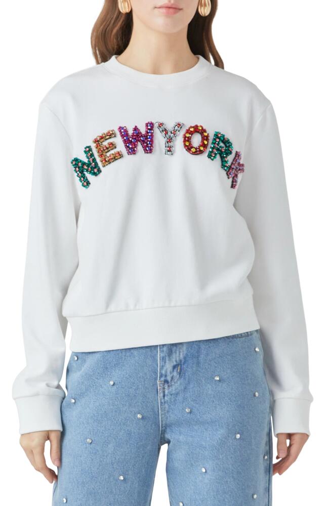 Endless Rose New York Embellished Sweatshirt in White Cover