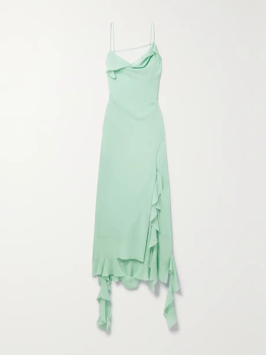 Acne Studios - Asymmetric Layered Ruffled Chiffon Midi Dress - Blue Cover