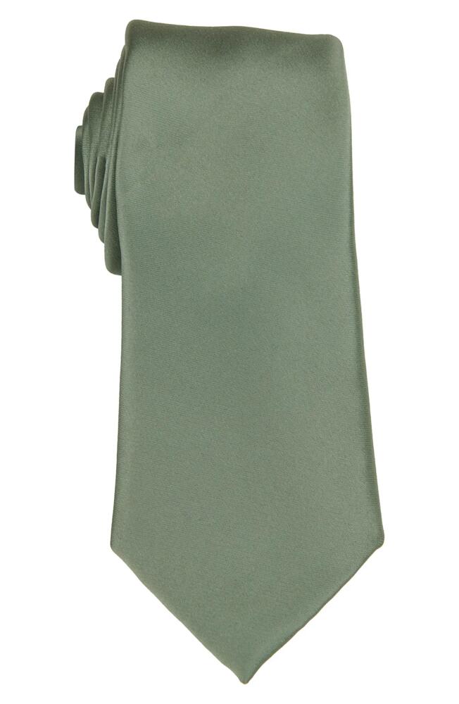 Brooklyn Brigade Solid Satin X-Long Tie in Sage Cover