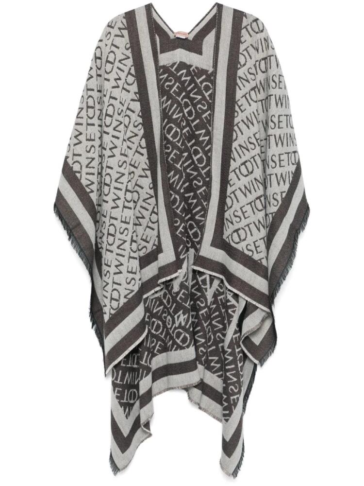 TWINSET logo-jacquard poncho - Grey Cover