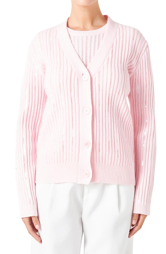 Endless Rose Sequin Rib Cardigan in Light Pink Cover