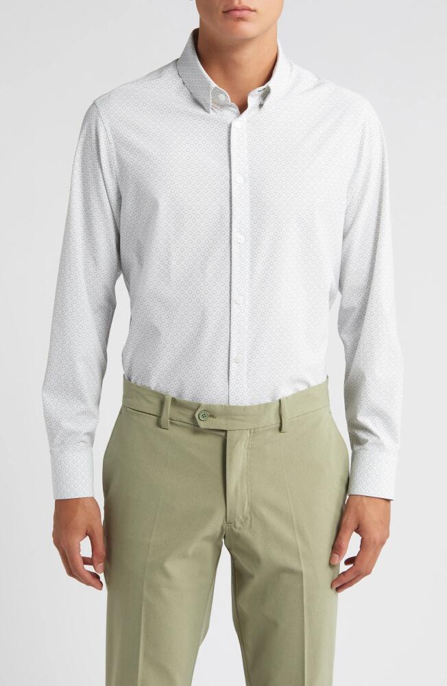 Mizzen+Main Leeward Geo Print Performance Button-Up Shirt in White Cover