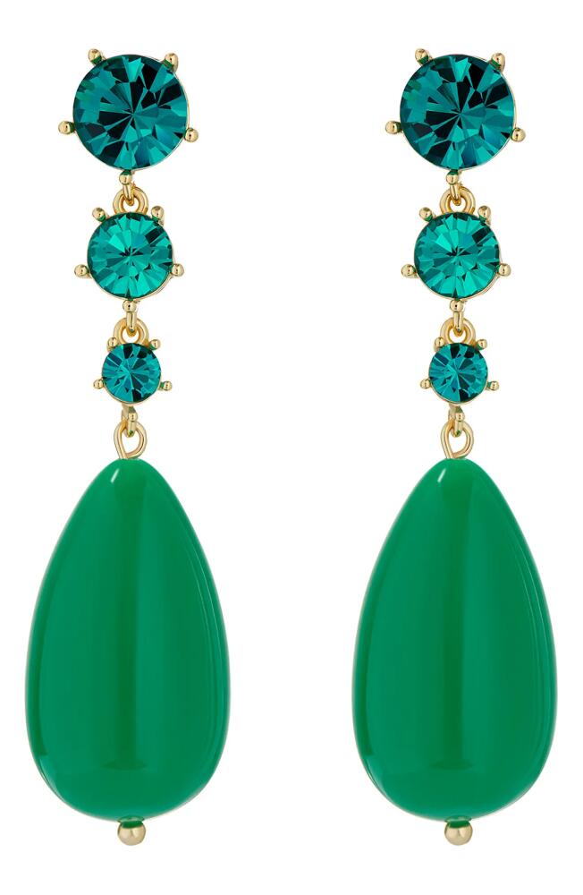 Ted Baker London Pearsti Crystal Drop Earrings in Gold Tone/Green/Teal Crystal Cover