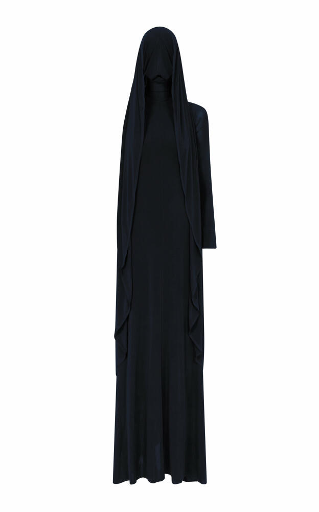 ALAA - Hood-Detailed One-Shoulder Jersey Maxi Dress - Blue Cover