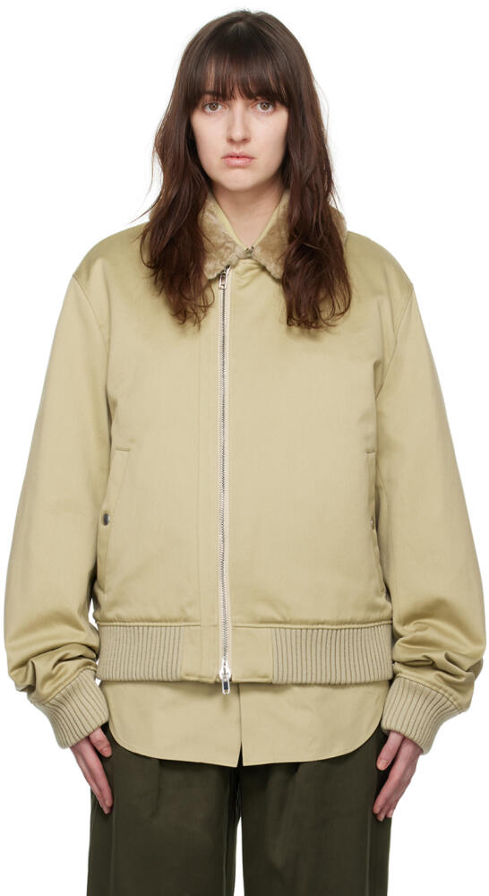 Burberry Beige Offset Zip Bomber Jacket Cover