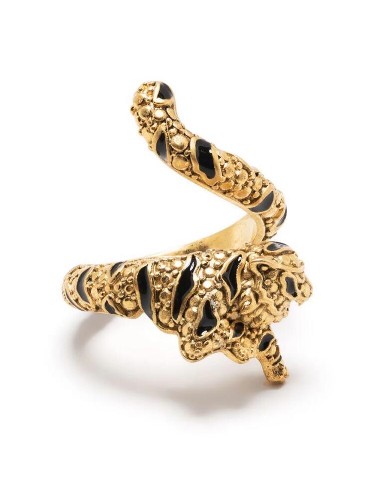 Roberto Cavalli tiger wraparound ring - Gold Cover