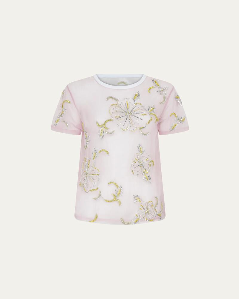 Des Phemmes Hibiscus Embroidered T-Shirt Cover