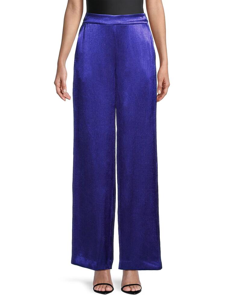 Kobi Halperin Women's Alyssa Crinkle Satin Wide Leg Pants - Twilight Cover