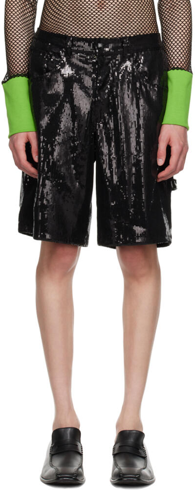 Theophilio SSENSE Exclusive Black Sequin Shorts Cover