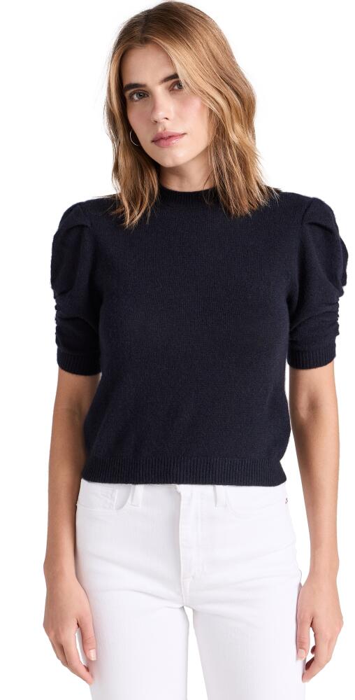 FRAME Ruched Cashmere Sleeve Sweater Navy Cover