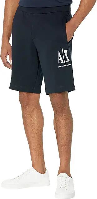 Armani Exchange Icon Cotton Shorts w/ Embroidered Logo (Navy) Men's Clothing Cover