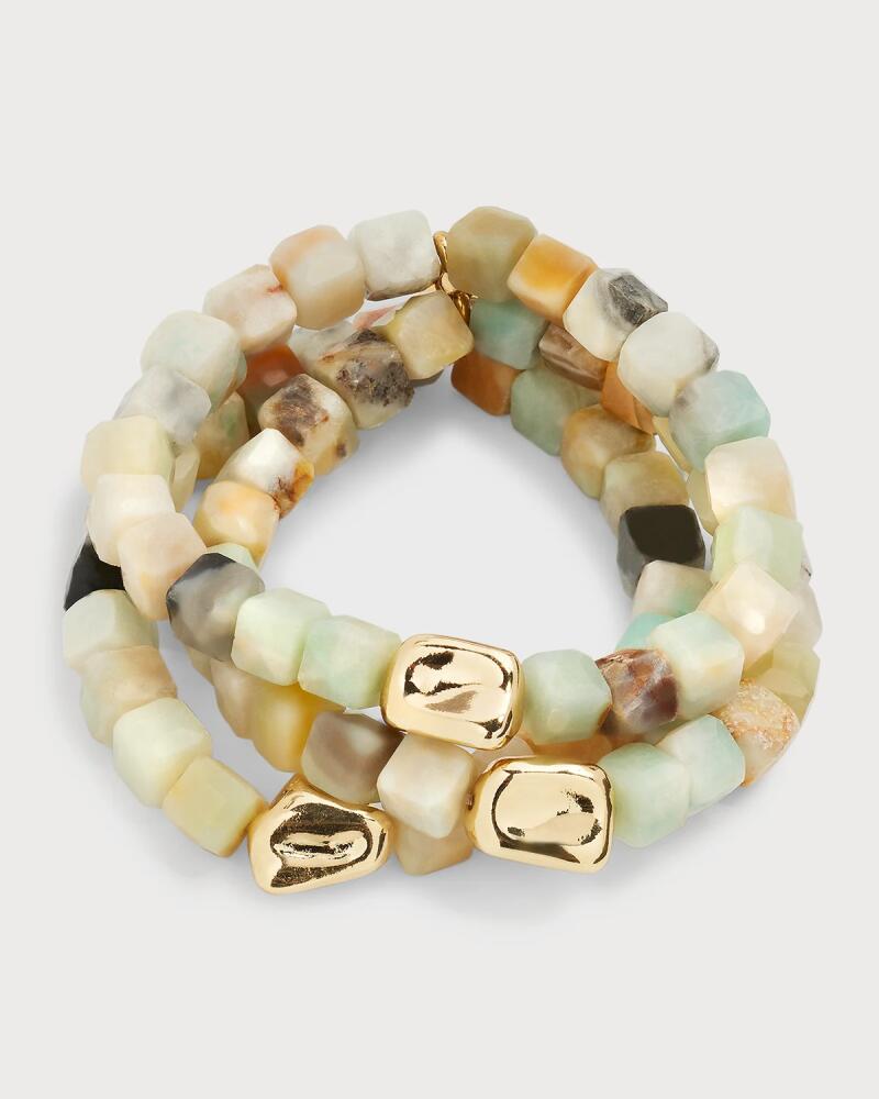 Devon Leigh Aquamarine Gold Accent Stretch Bracelets, Set of 3 Cover