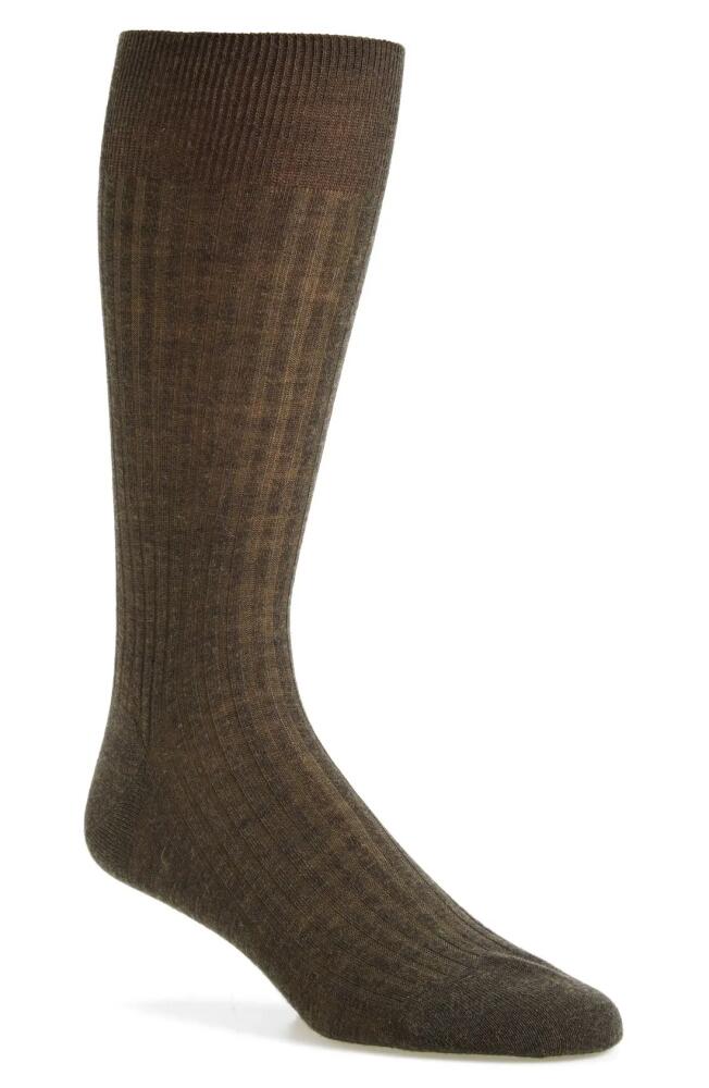 Pantherella Merino Wool Blend Dress Socks in Dark Olive Mix Cover