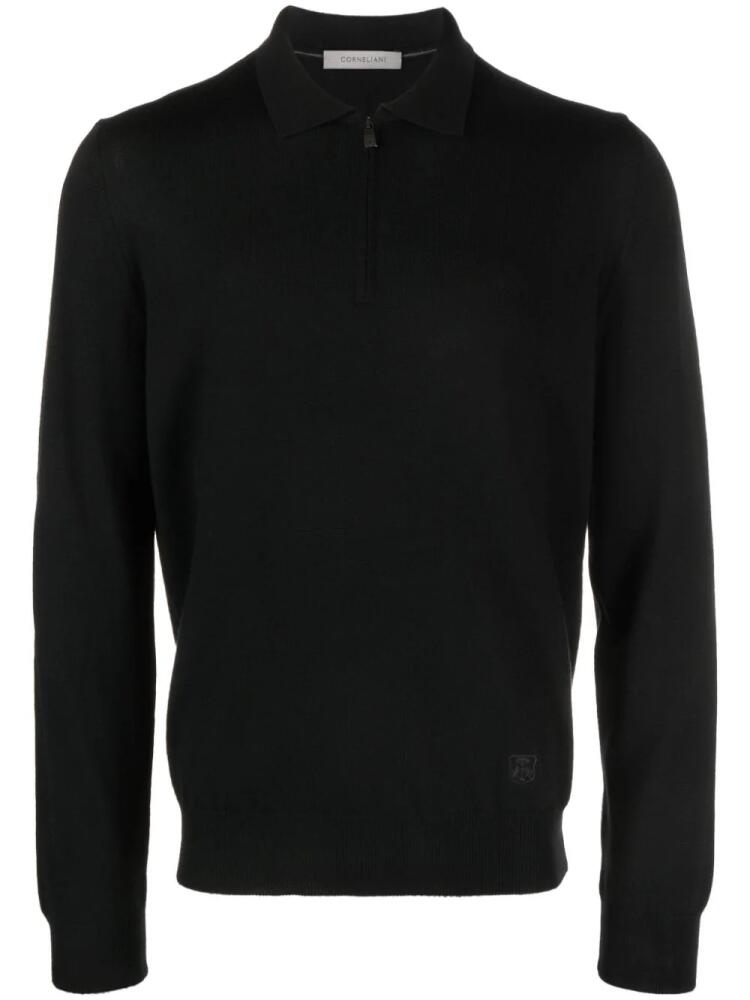 Corneliani short-zip virgin wool jumper - Black Cover