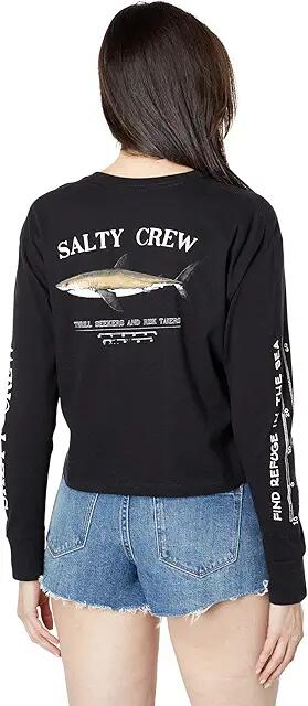 Salty Crew Bruce Long Sleeve Crop Tee (Black) Women's Clothing Cover