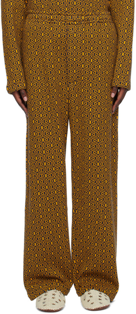 Bode Yellow & Navy Crescent Trousers Cover