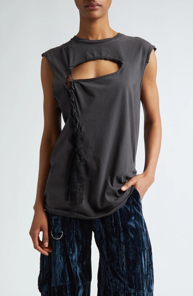 Collina Strada Nash Lace Lashed Organic Cotton Tank in Burst Black Cover