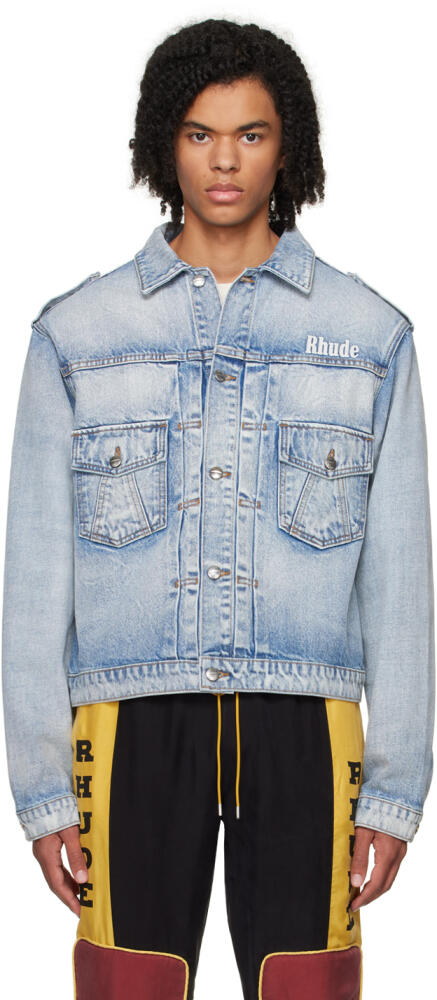 Rhude Blue Automobili Lamborghini Edition Denim Jacket Cover