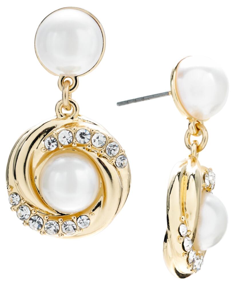 Charter Club Gold-Tone Pave & Imitation Pearl Drop Earrings, Created for Macy's - Gold Cover