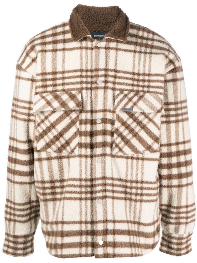 Represent check-pattern collared overshirt - Brown Cover