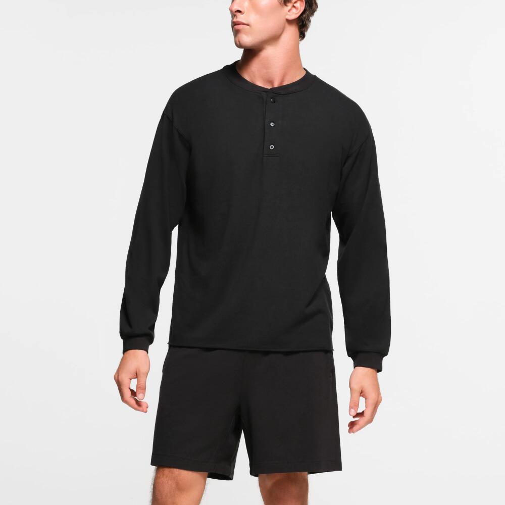 SKIMS Mens Relaxed Henley | Black | 4XL | Jersey Lounge Cover