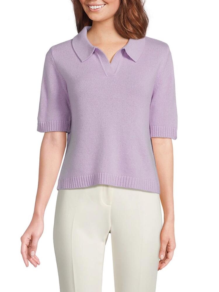 Saks Fifth Avenue Women's 100% Cashmere Sweater Polo - Lavender Cover