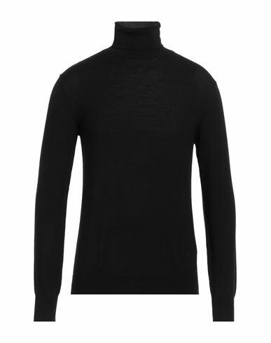 Isaia Man Turtleneck Black Wool Cover