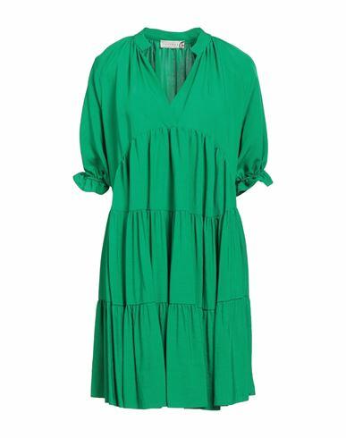 Haveone Woman Mini dress Green Viscose, Linen Cover