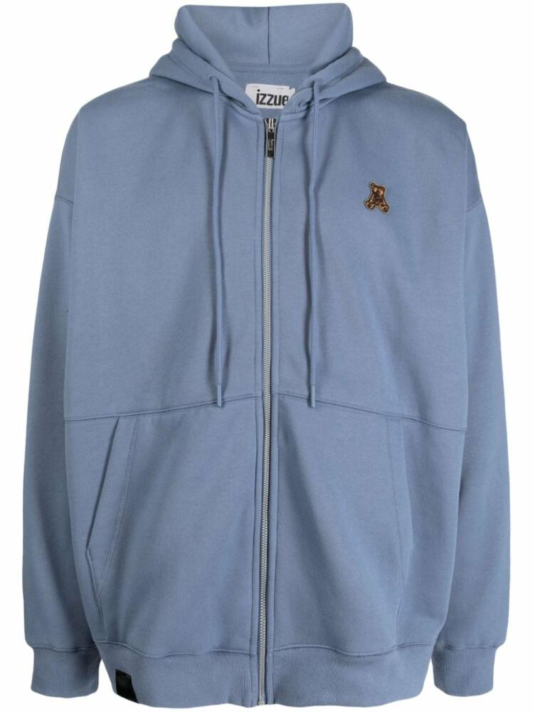 izzue logo-embroidered drawstring hoodie - Blue Cover