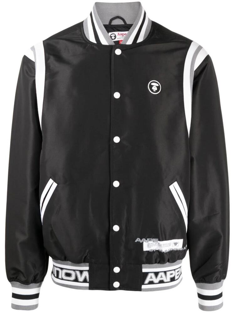 AAPE BY *A BATHING APE® logo-print varsity jacket - Black Cover