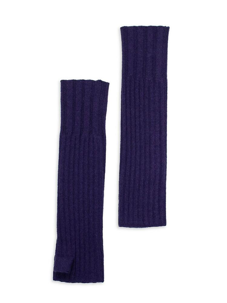 Portolano Women's Ribbed Cashmere Fingerless Long Gloves - Wild Plum Cover