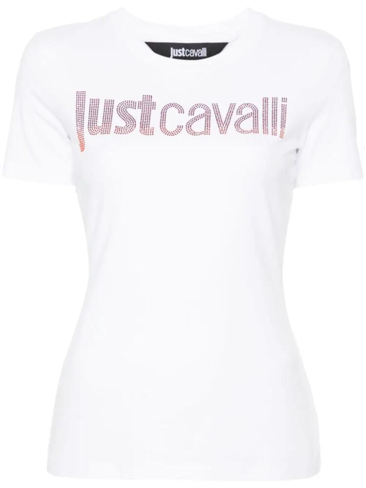 Just Cavalli crystal-embellished logo T-shirt - White Cover