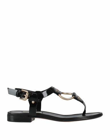 Deimille Woman Thong sandal Black Leather Cover