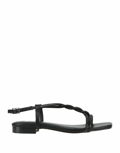 Bibi Lou Woman Sandals Black Leather, Textile fibers Cover