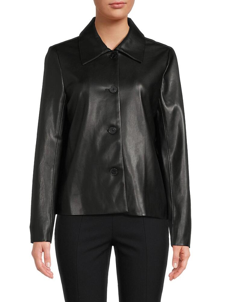 Elie Tahari Women's Faux Leather Shirt - Noir Cover