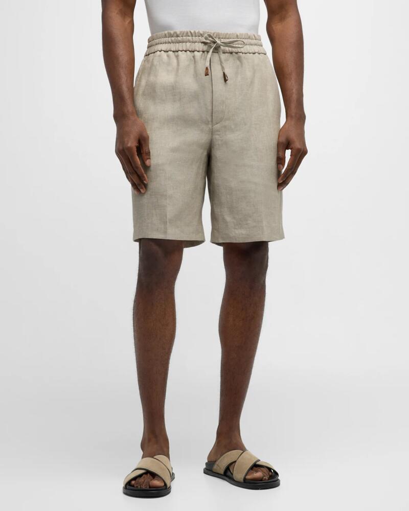 Brioni Men's Linen Drawstring Shorts Cover